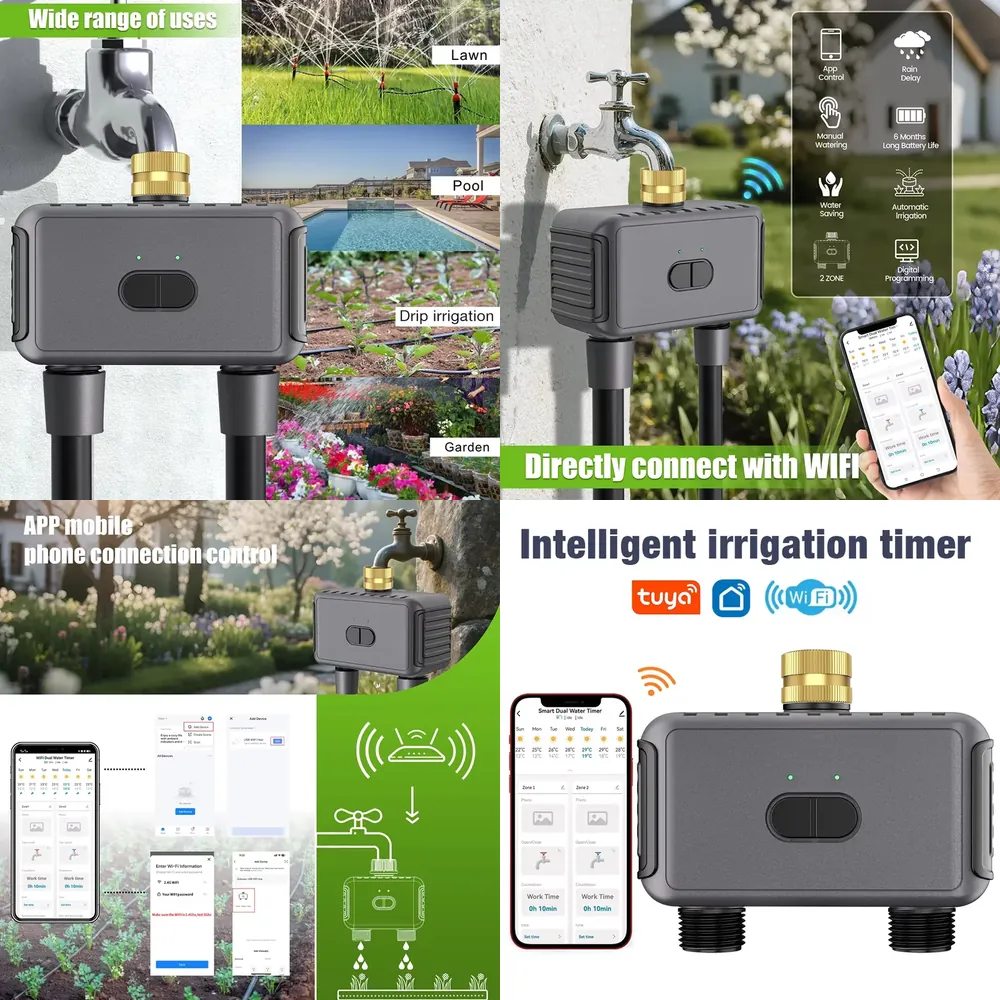 Smart Garden Irrigation System - WAP01 WiFi 앱 제어 듀얼 호스