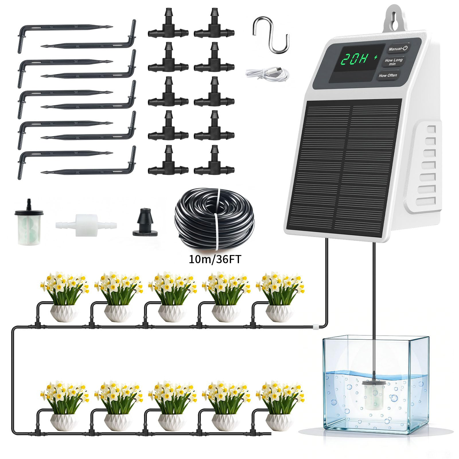 Smart Garden Herb - 업그레이드된 태양광 점적 관개 시스템, 가정