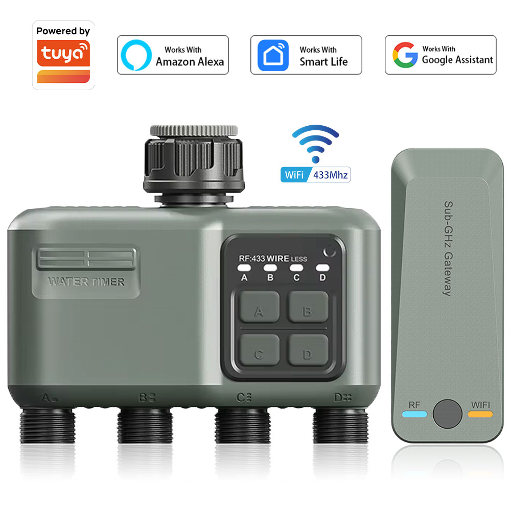 Smart Garden Irrigation System - 정원 호스용 4구 프로그래밍 가능 물
