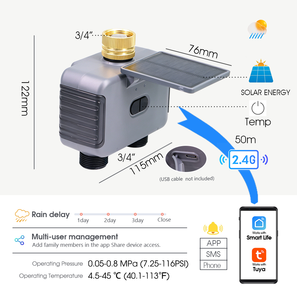 Tuay 스마트 솔라 2존 급수 타이머 타입-C 충전  - Smart Garden Tap Timer 리뷰 및 가격