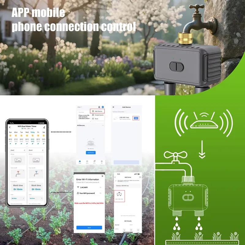 WAP01 WiFi 앱 제어 듀얼 호스 워터 타이머 스 - Smart Garden Irrigation System 리뷰 및 가격